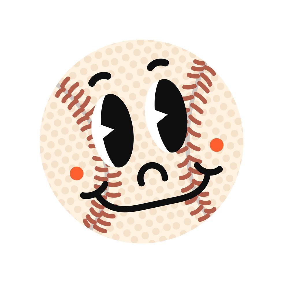 Vector ilustración colorida de pelota de béisbol con cara linda sonriente aislado sobre fondo blanco.