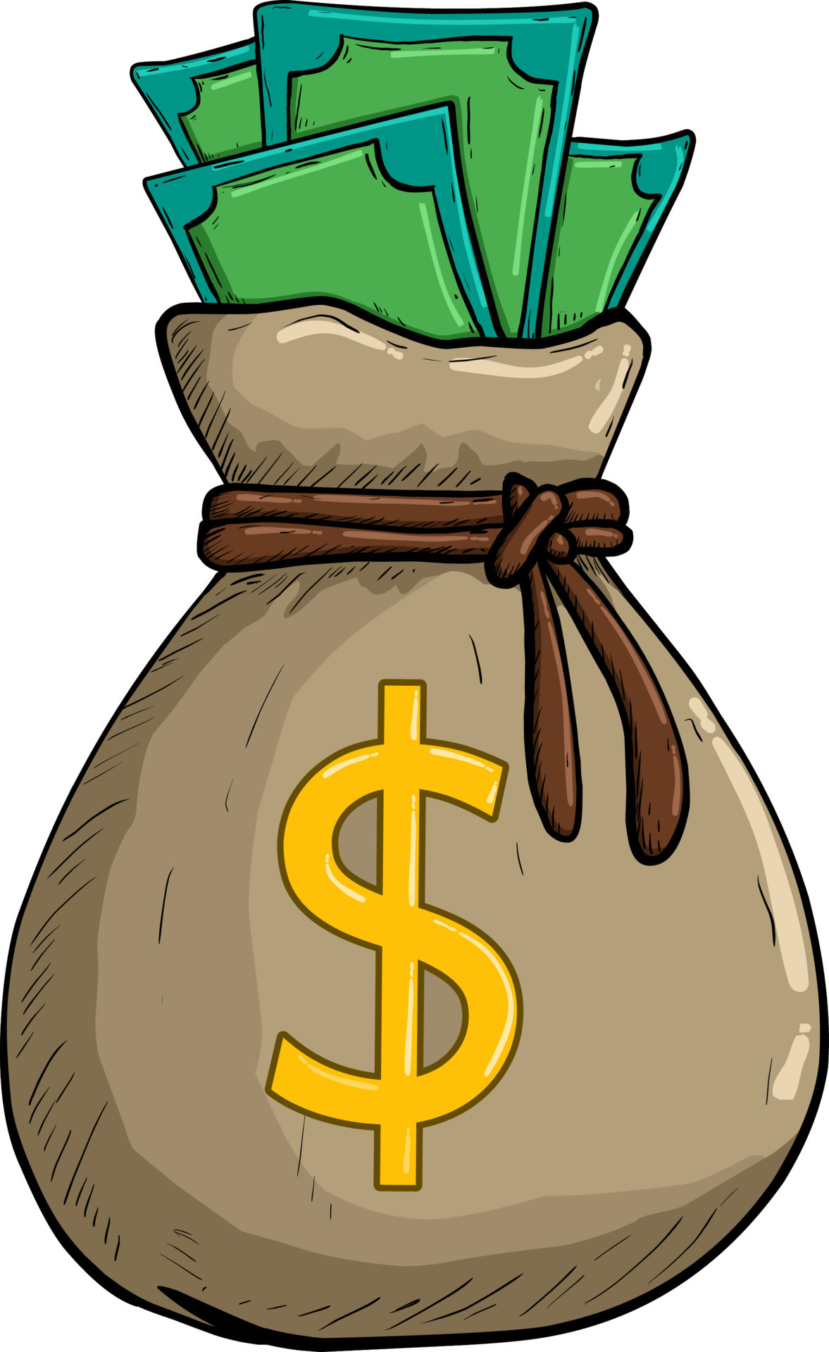 money bag hand drawn dollar sack, money bag sketch. isolated color  illustration 10621249 Vector Art at Vecteezy