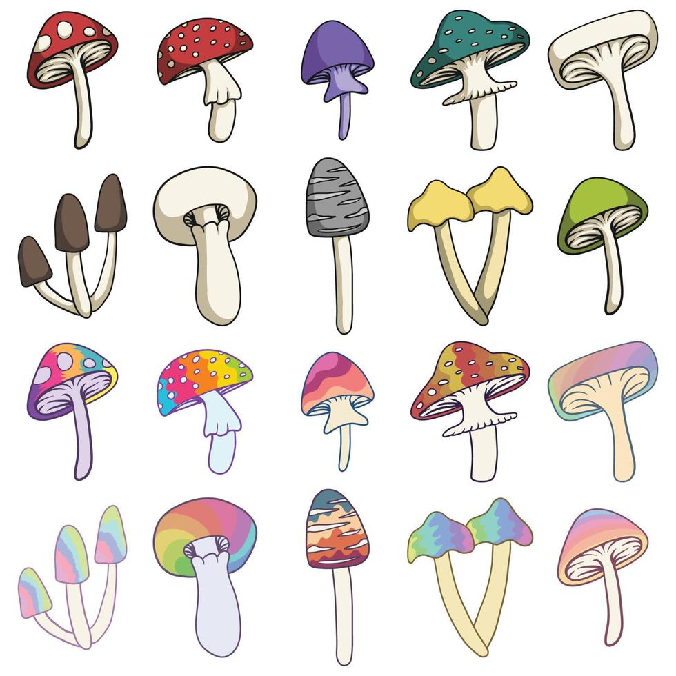 Mushroom set collection vector illustration