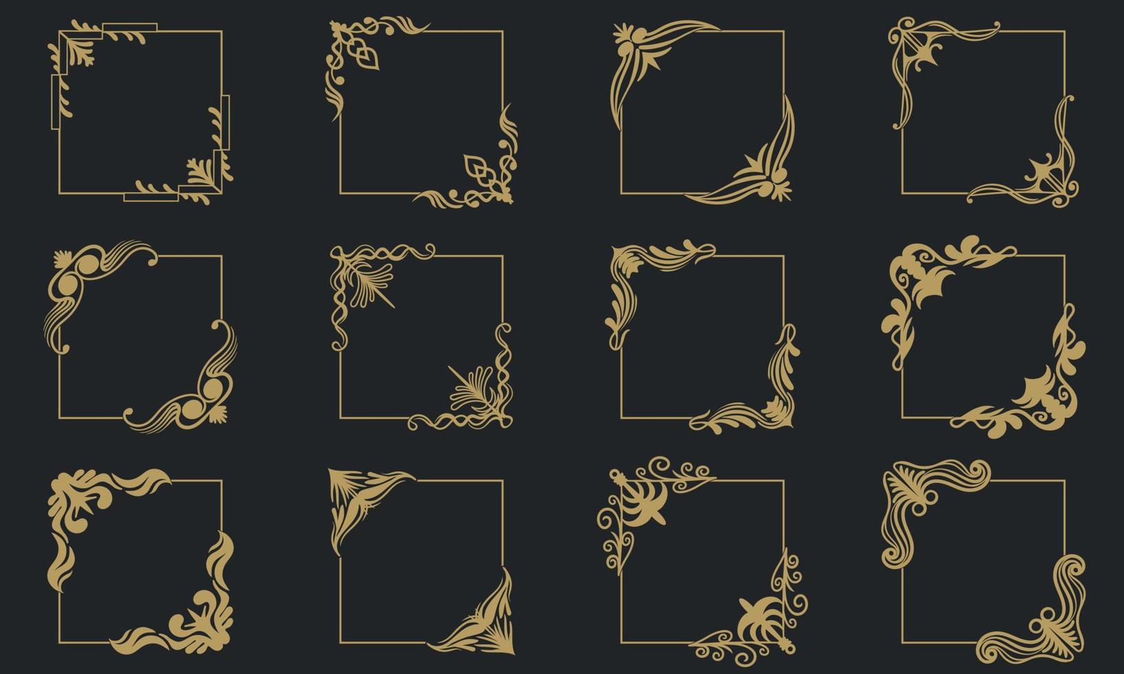 Vintage frame elements decoration rectangel set vector illustration