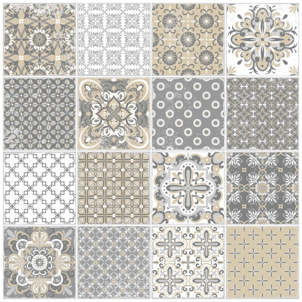 Traditional ornate portuguese tiles azulejos. Vintage pattern for textile design. vector