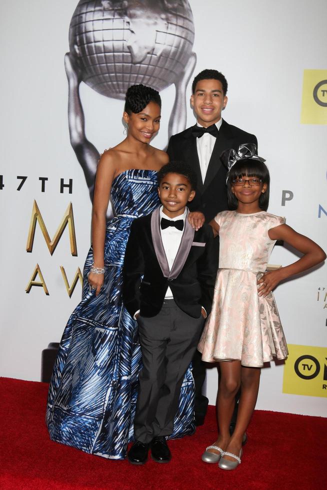 LOS ANGELES, FEB 5 - Yara Shahidi, Marcus Scribner back, Miles Brown, Marsai Martin front at the 47TH NAACP Image Awards Press Room at the Pasadena Civic Auditorium on February 5, 2016 in Pasadena, CA photo