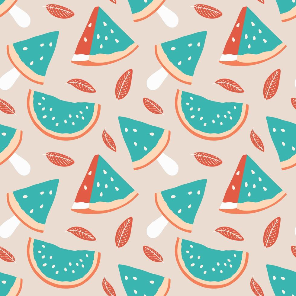 Vector seamless pattern with watermelon and ice cream.