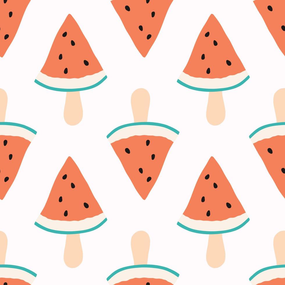 Vector seamless pattern with watermelon and ice cream.