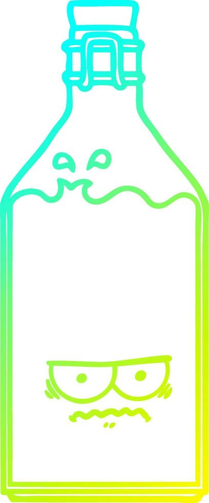 cold gradient line drawing cartoon old bottle vector