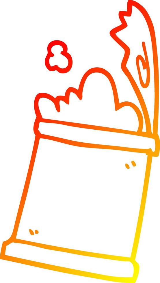 warm gradient line drawing cartoon open can of food vector