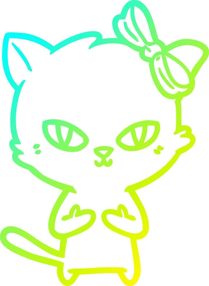 cold gradient line drawing cute cartoon cat vector