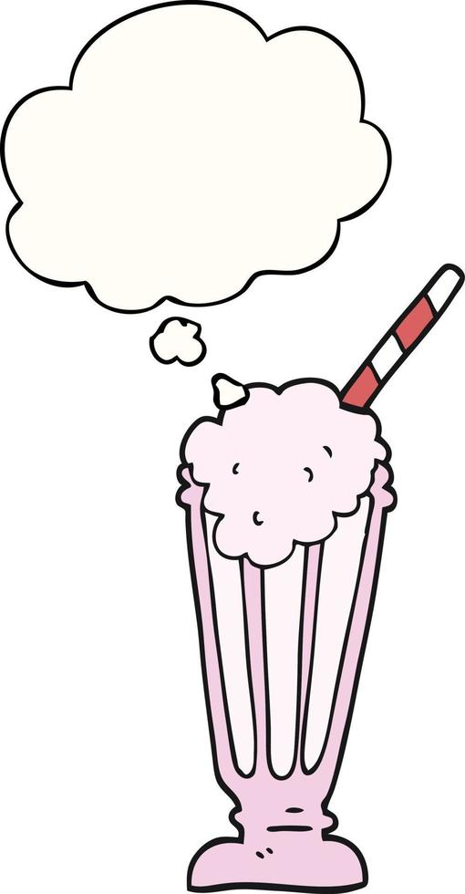cartoon milkshake and thought bubble vector
