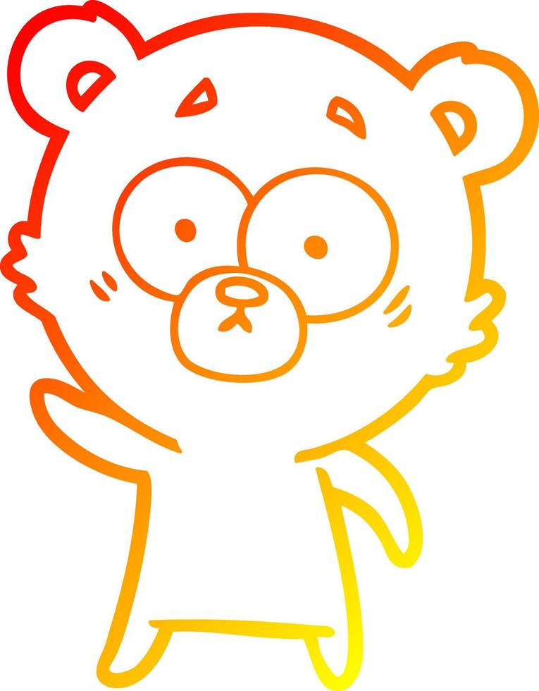 warm gradient line drawing worried bear cartoon vector