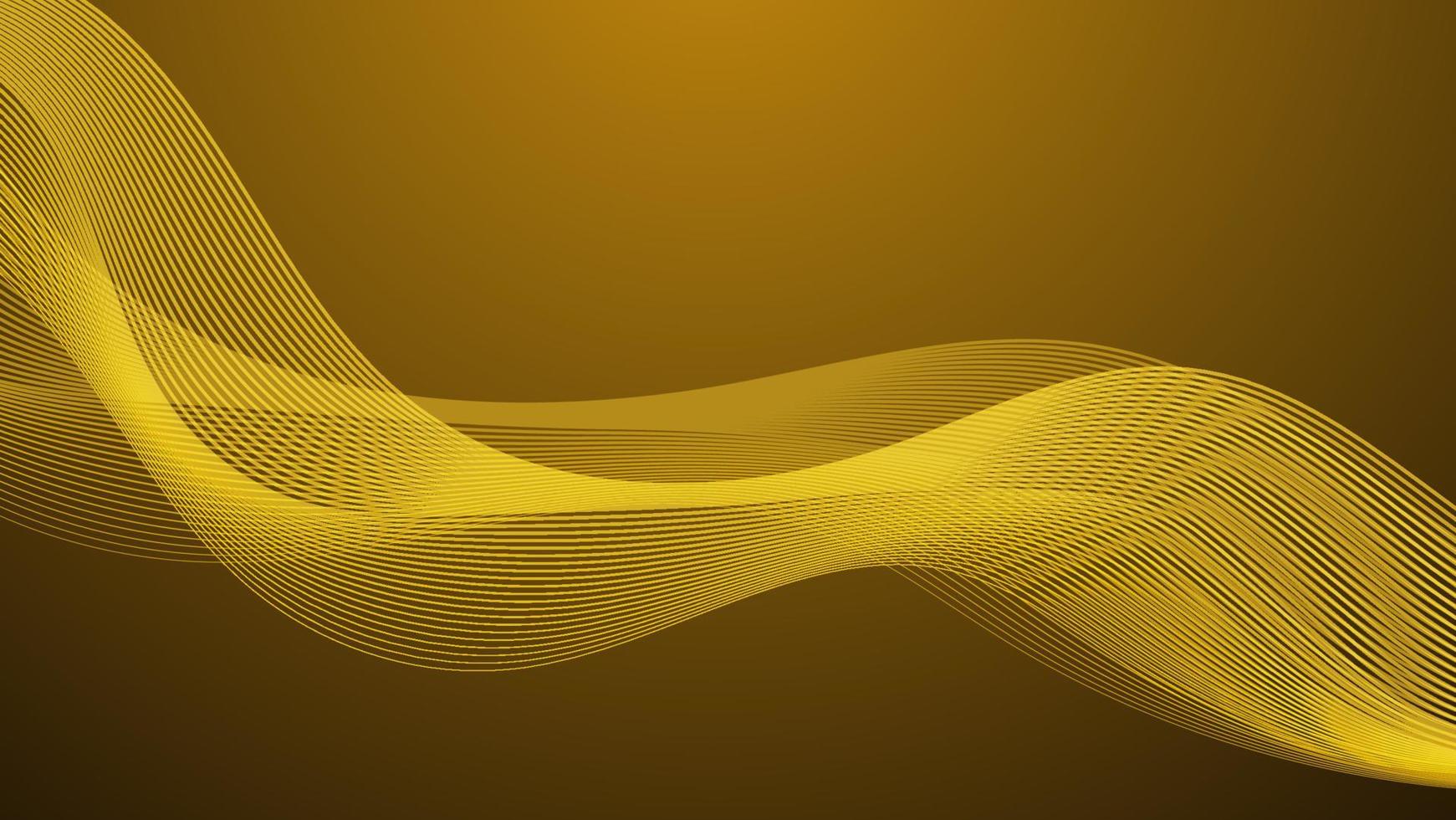 abstract smooth curve line on gold gradient lighting color background vector