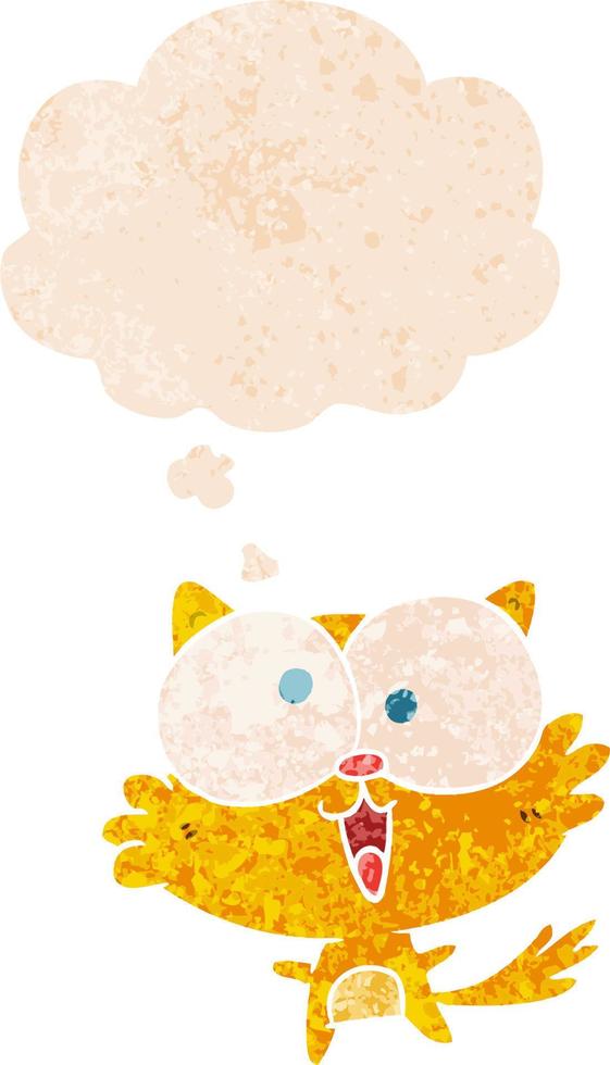 crazy cartoon cat and thought bubble in retro textured style vector