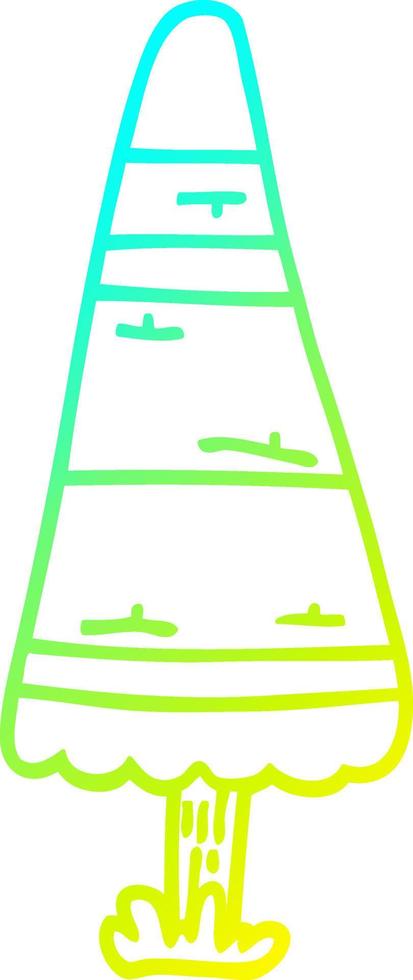 cold gradient line drawing cartoon christmas tree vector