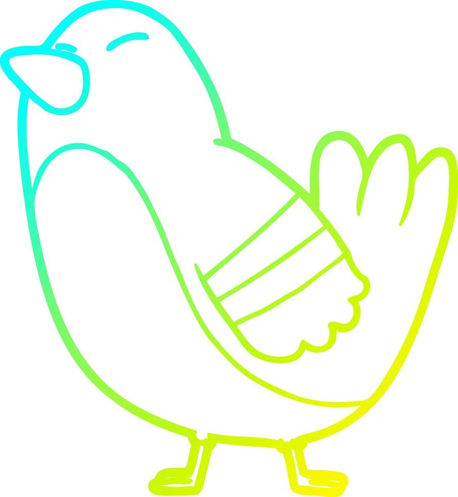 cold gradient line drawing cartoon bird vector