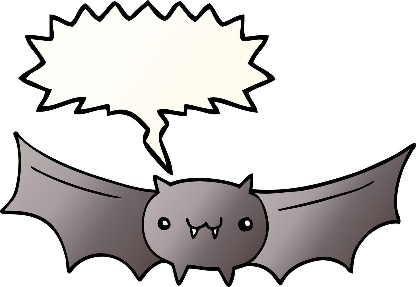 cartoon vampire bat and speech bubble in smooth gradient style vector