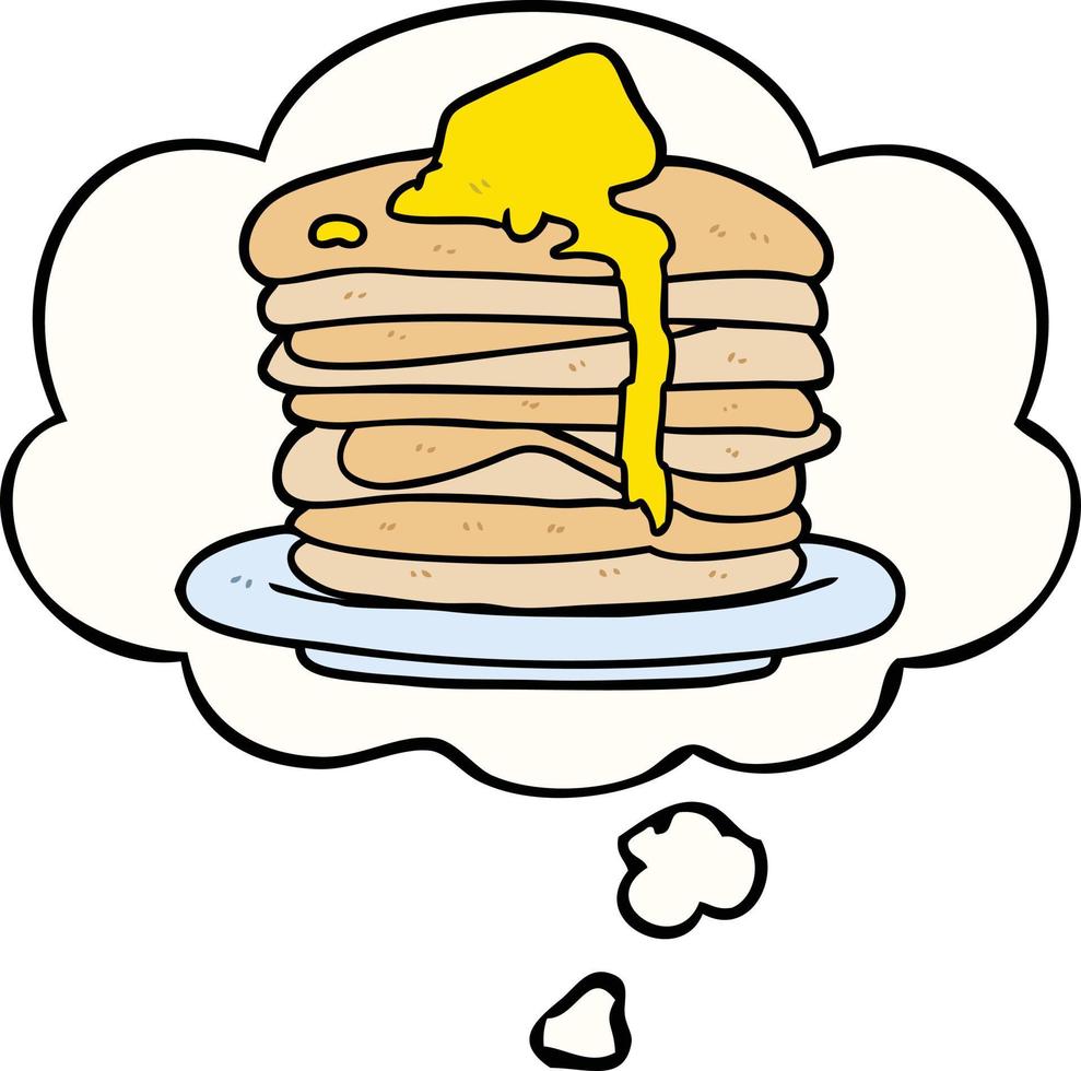 cartoon stack of pancakes and thought bubble vector