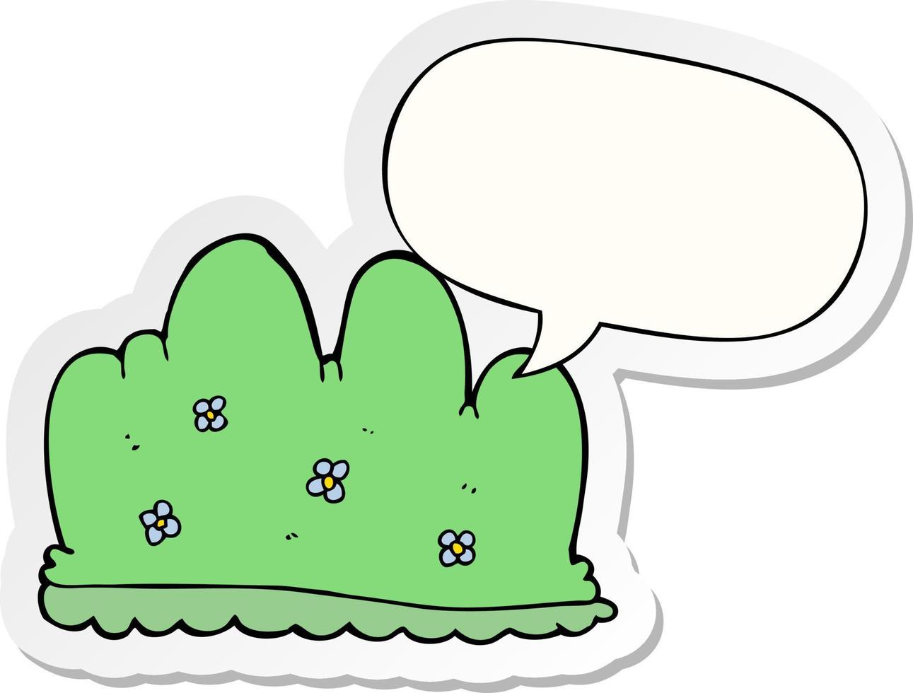 cartoon hedge and speech bubble sticker vector