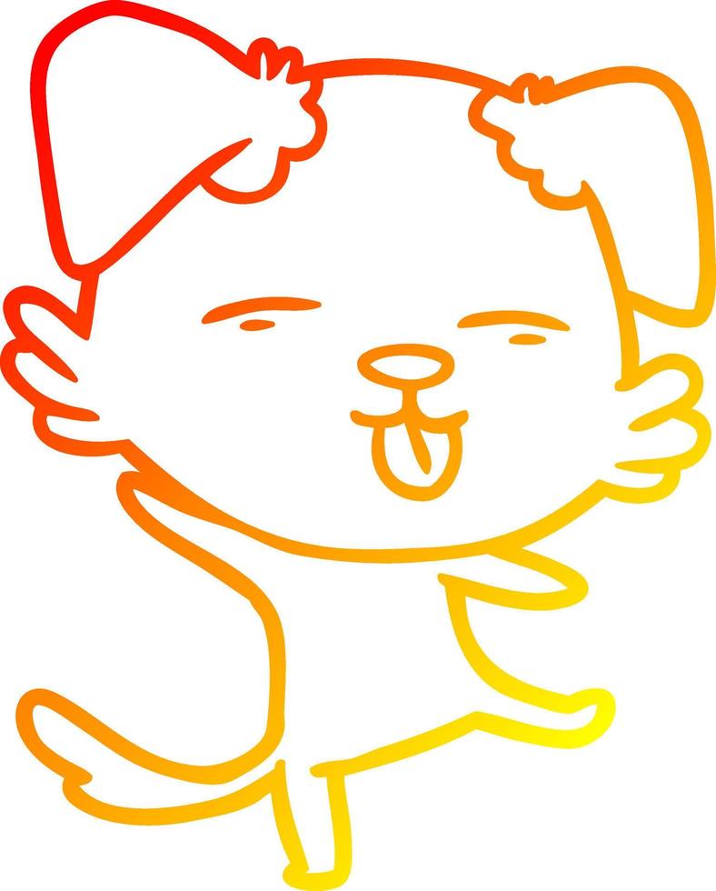 warm gradient line drawing cartoon dancing dog vector