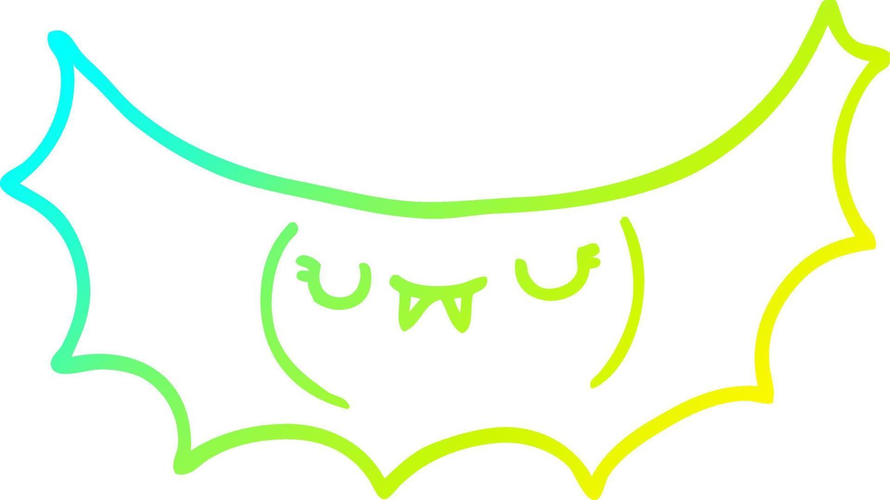 línea de gradiente frío dibujo murciélago vampiro de dibujos animados vector
