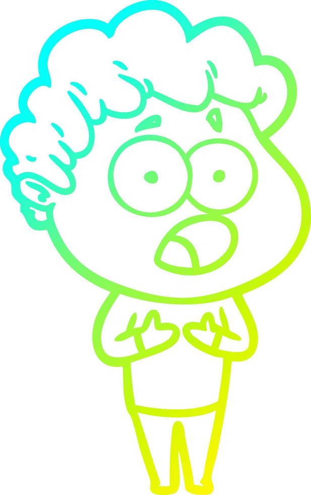 cold gradient line drawing cartoon man gasping in surprise vector