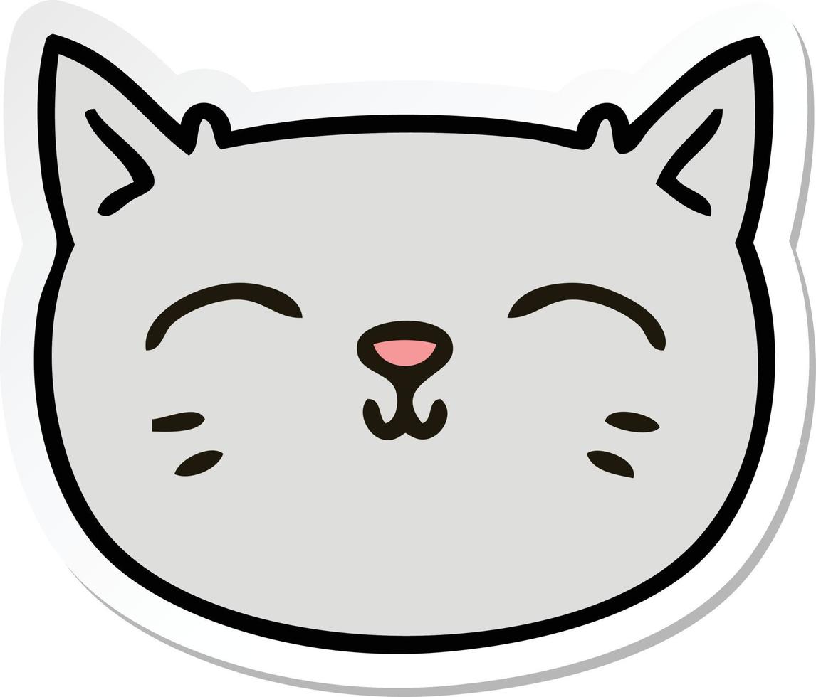 sticker of a quirky hand drawn cartoon cat face vector