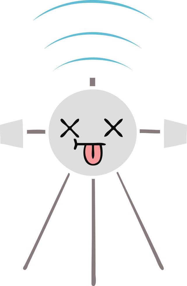 flat color retro cartoon satellite vector