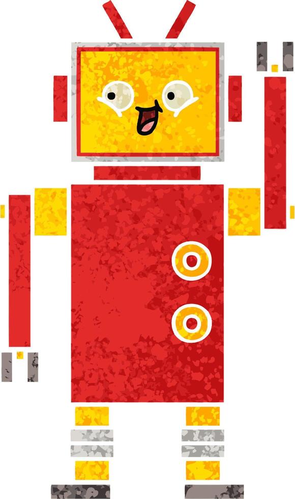 retro illustration style cartoon robot vector