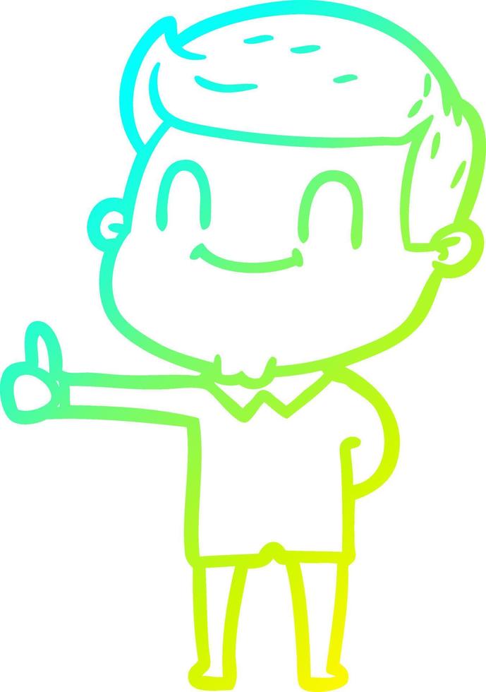 cold gradient line drawing cartoon friendly man vector