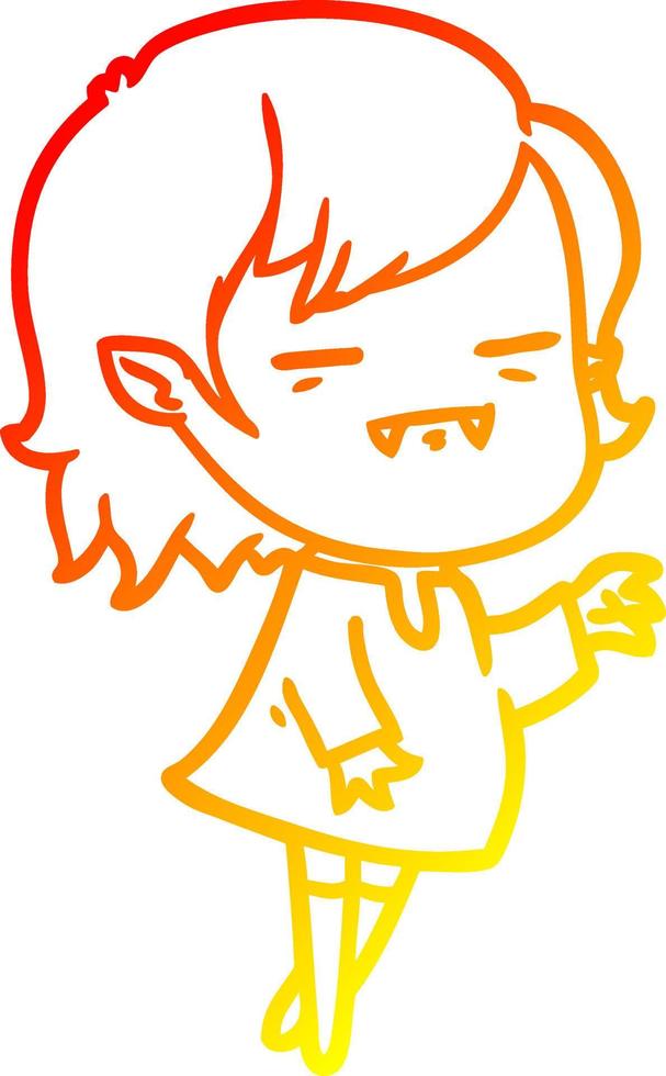 warm gradient line drawing cartoon undead vampire girl reaching out vector