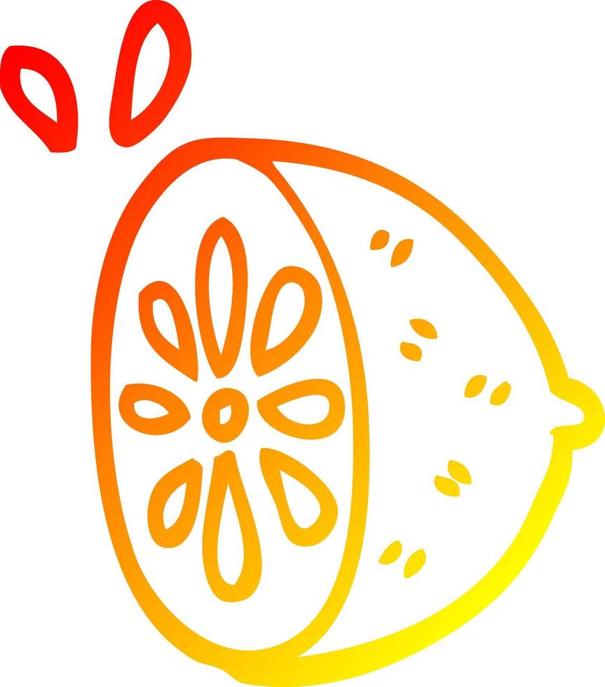 warm gradient line drawing cartoon lime fruit vector