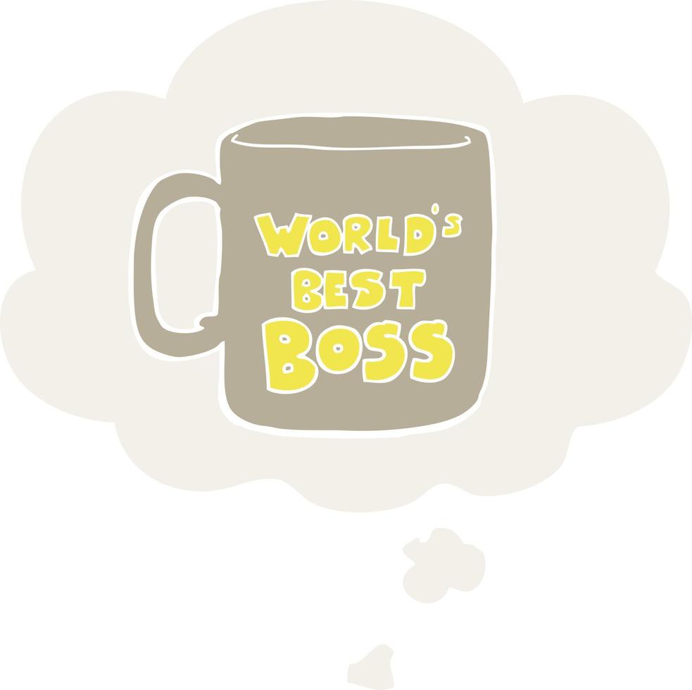 worlds best boss mug and thought bubble in retro style vector