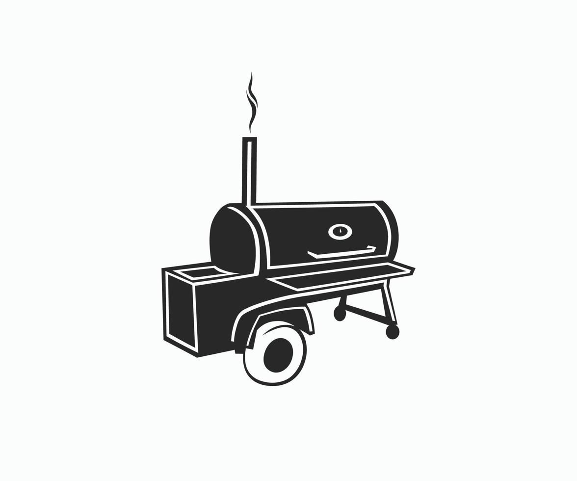 Barbecue Smoker vector icon. BBQ charcoal grill icon template.