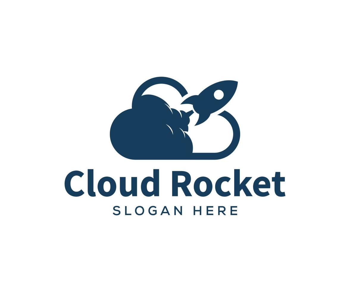 logotipo de cohete de nube creativa vector