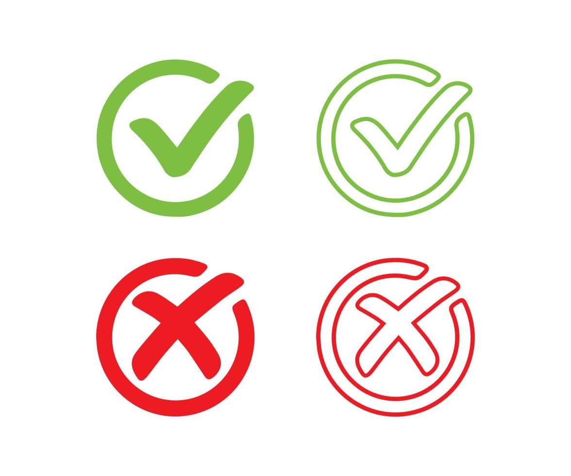 Check Mark and Cross Mark Vector Icon set