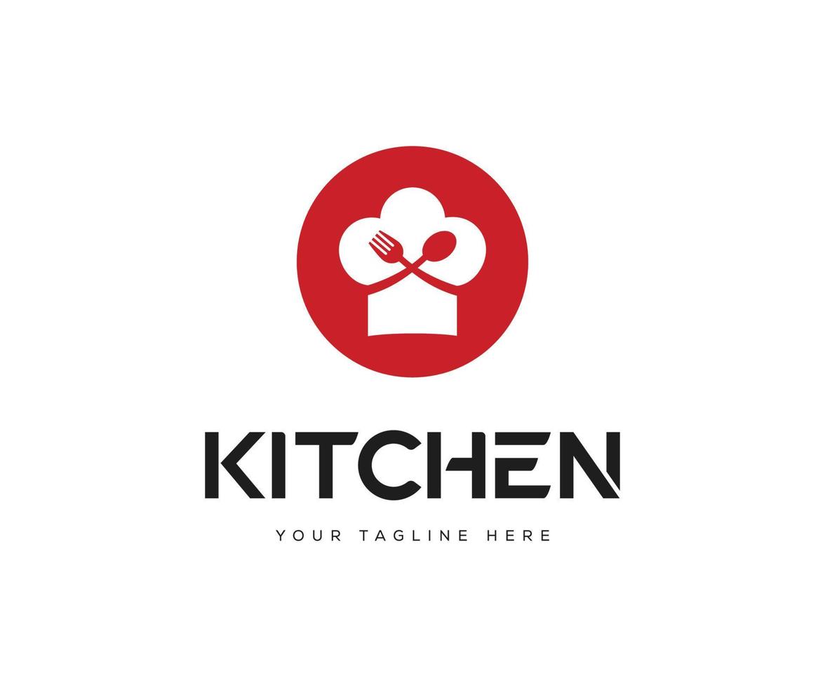 Chef Hat Cooking Logo Template. Chef Hat With Fork And Spoon Logo Design Template. vector