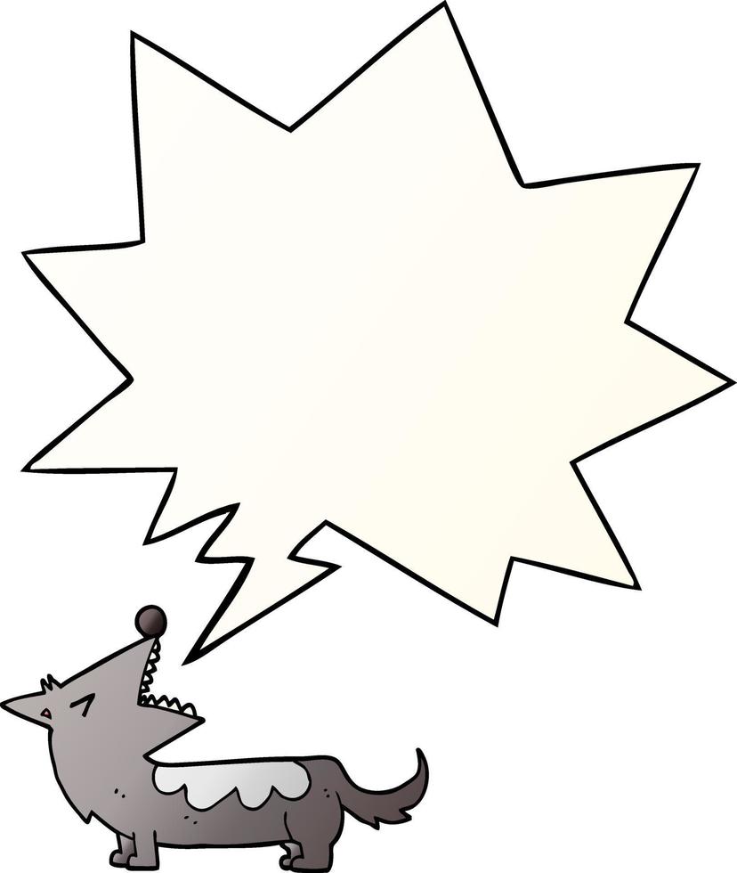 cartoon dog and speech bubble in smooth gradient style vector