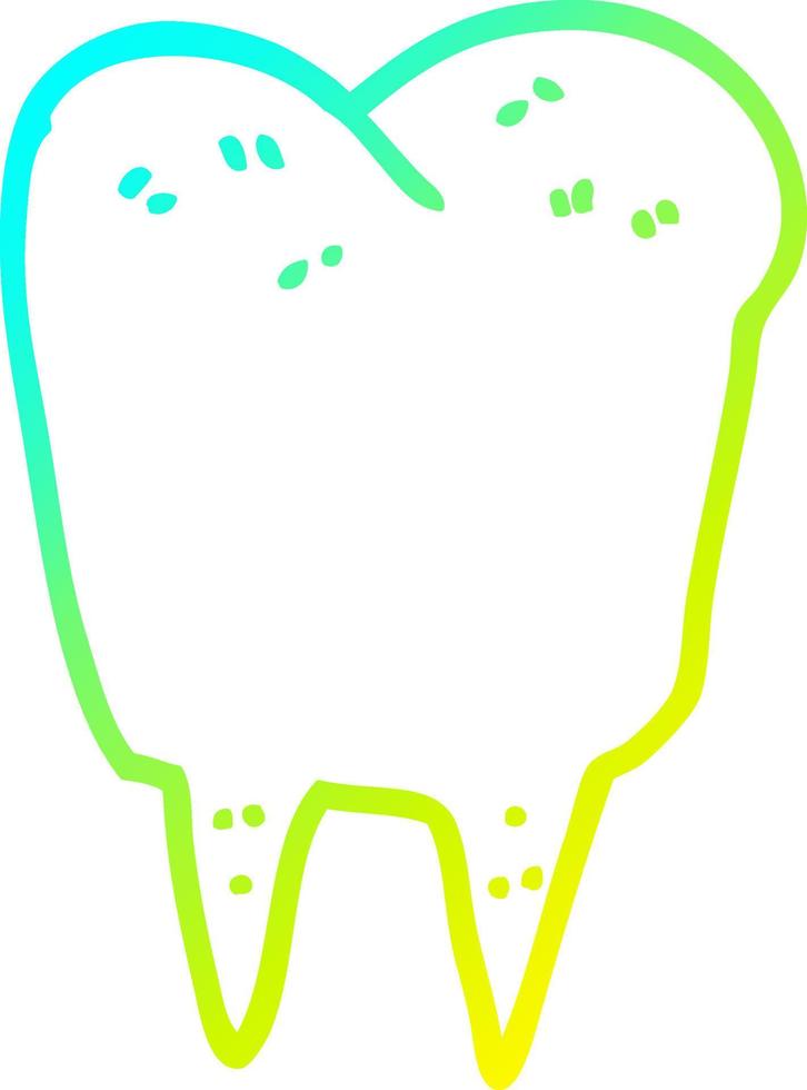 cold gradient line drawing cartoon tooth vector