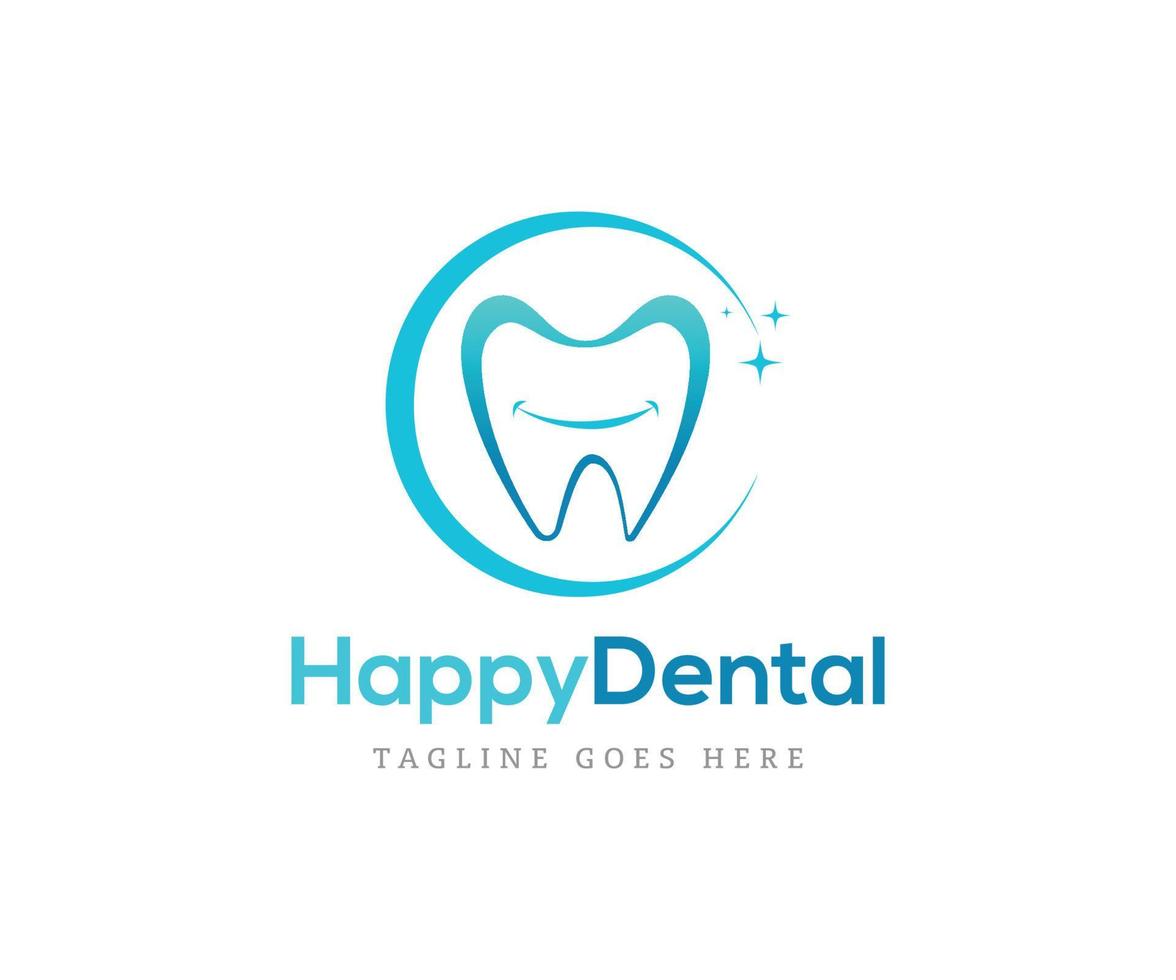 Happy Dental Logo Design Template. Dental Care Vector Logo. Creative Dentist Logo Concept.