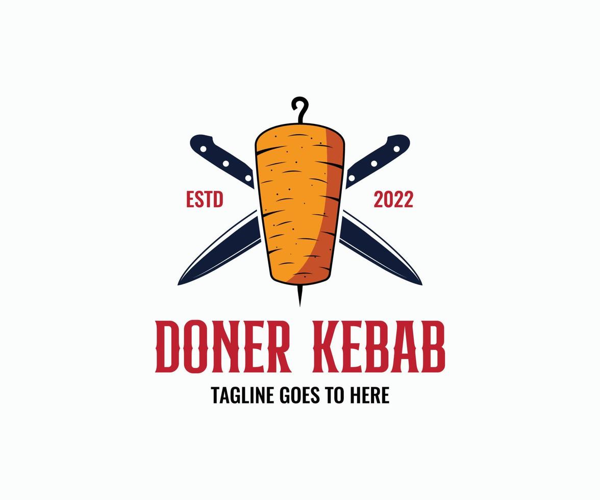 Doner Kebab Vector Logo Design Template. Doner Logo for Restaurants and Markets. Shawarma Logo Design.