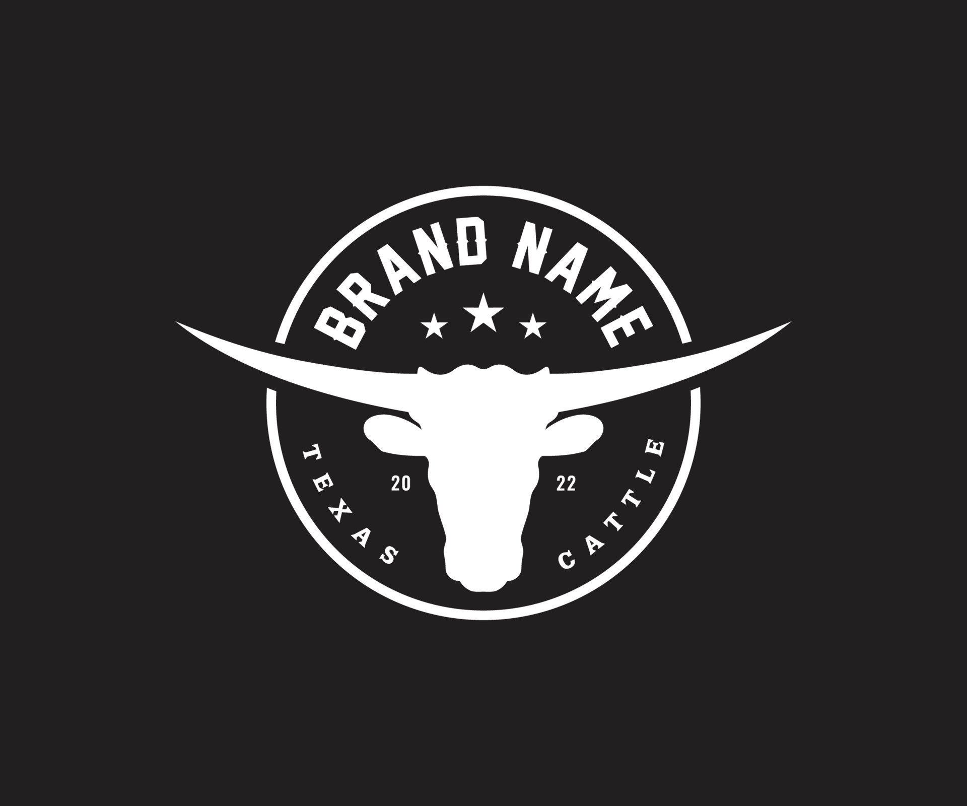 LongHorn Logo Template Vector Template. Texas Bull Logo Design. Vintage