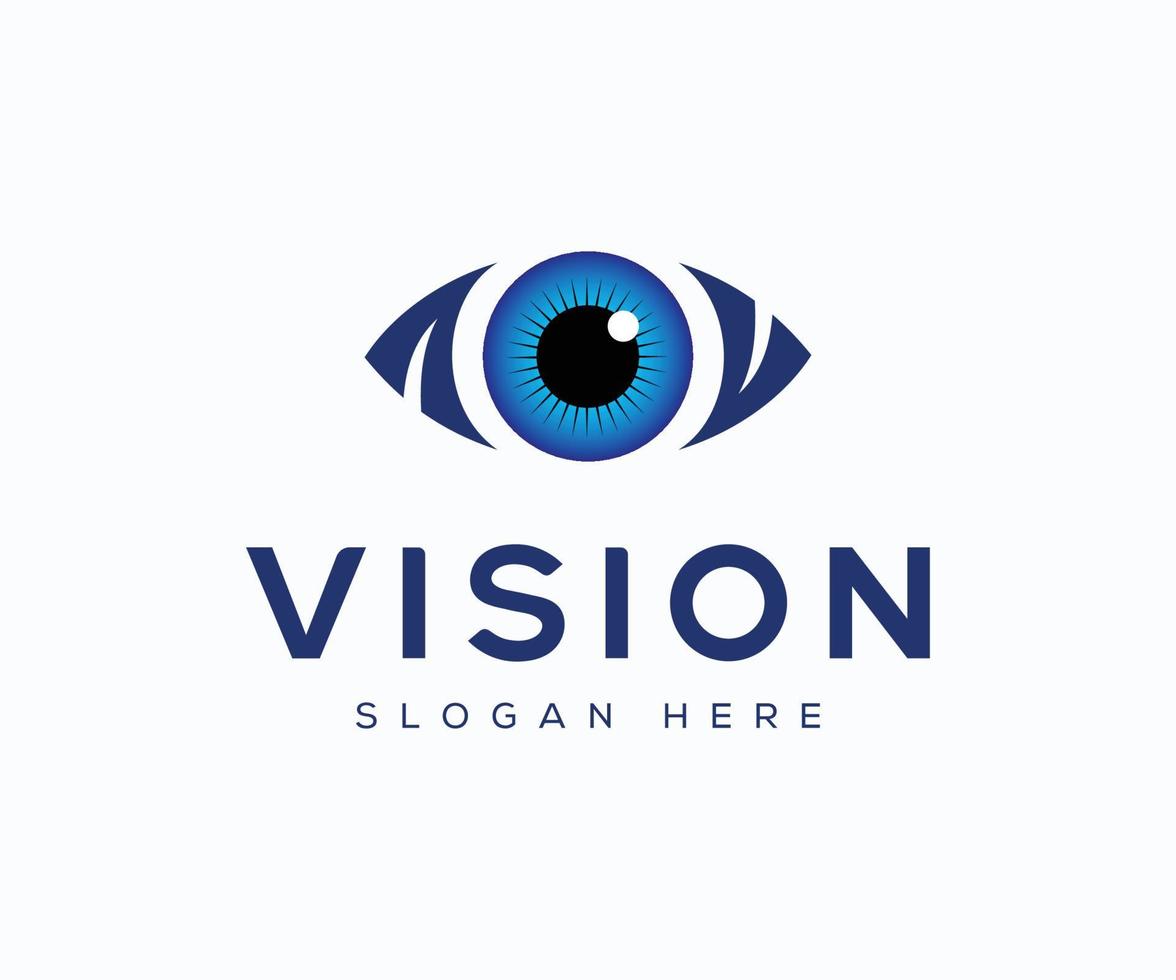 plantilla de diseño de logotipo para el cuidado de los ojos de visión, concepto de logotipo de ojo azul, plantilla de vector de icono de ojo.