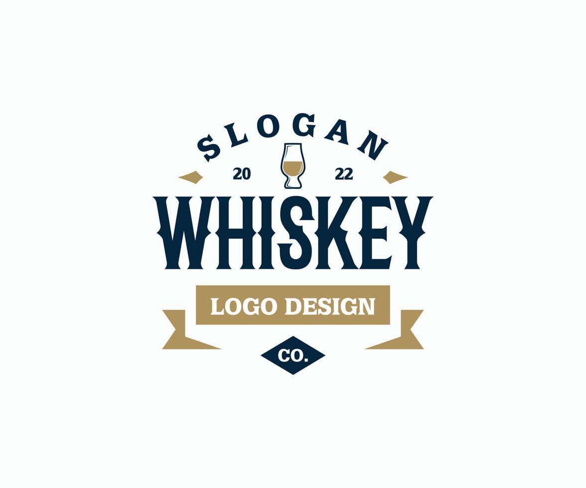 Vintage Whiskey Label Logo Fancy Lettering. Whiskey Logo. vector