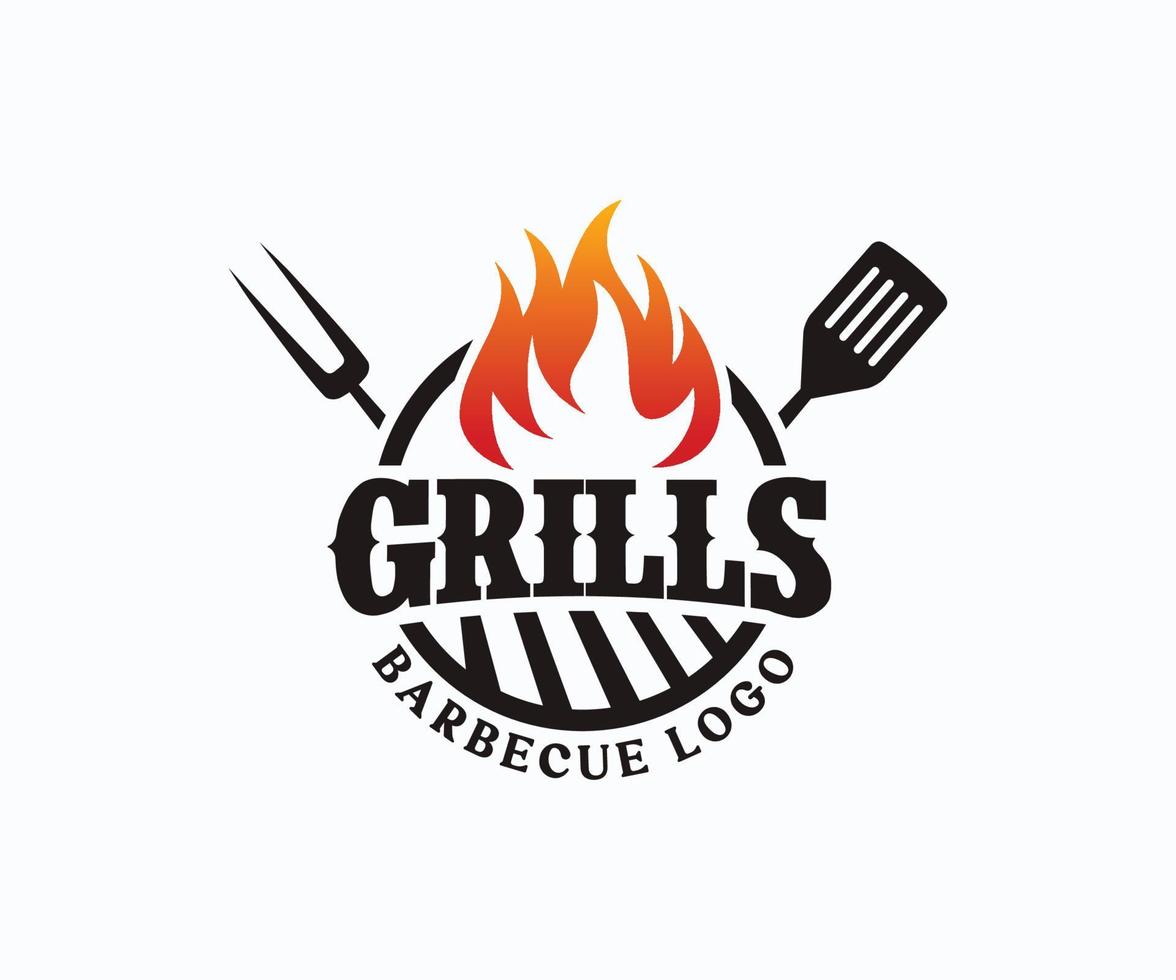 Hot Grill Logo Design Vector Template. BBQ Grill Logo Design Template