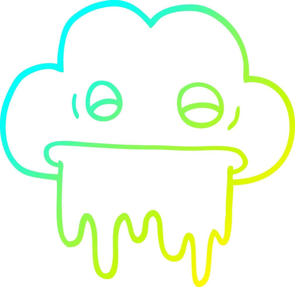cold gradient line drawing cartoon rain cloud vector