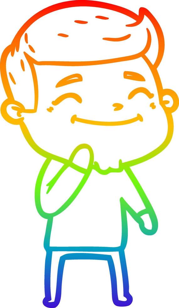 rainbow gradient line drawing happy cartoon man vector