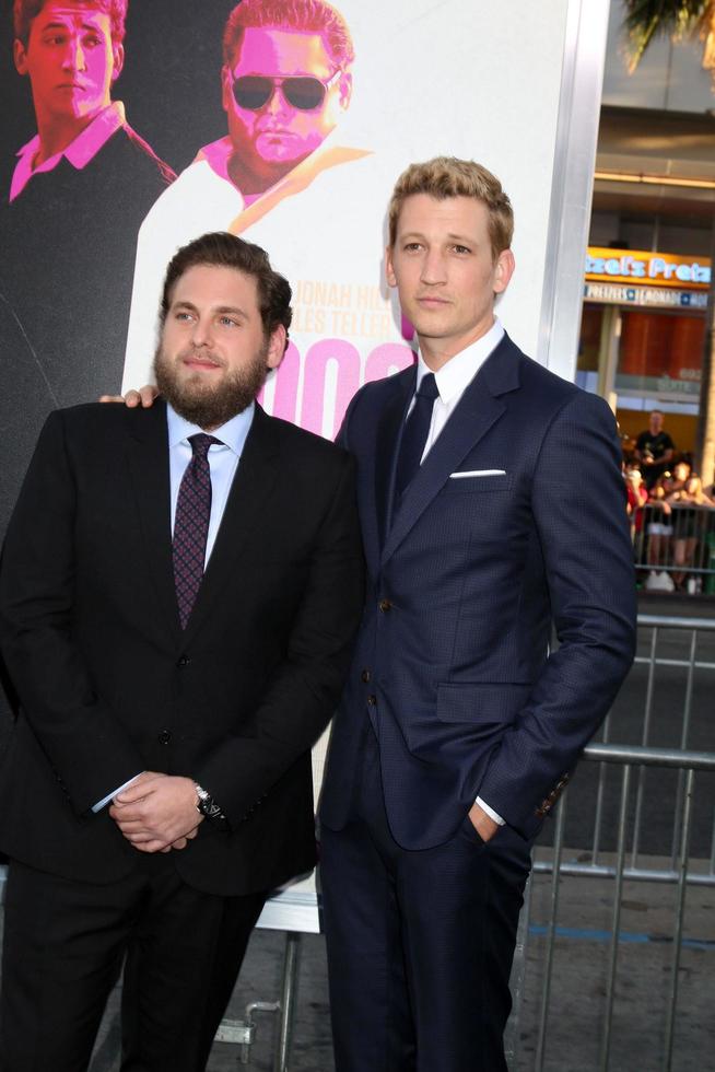 LOS ANGELES, AUG 15 - Jonah Hill, Miles Teller at the War Dogs Premiere at the TCL Chinese Theater IMAX on August 15, 2016 in Los Angeles, CA photo