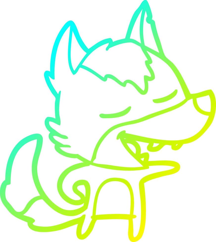 cold gradient line drawing cartoon wolf laughing vector