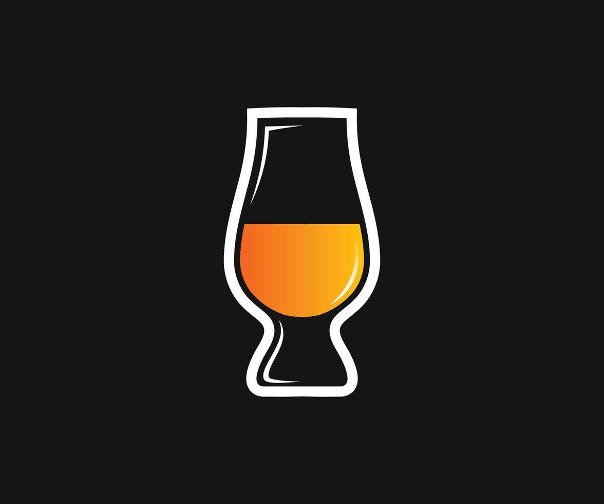 vector de vidrio de whisky glencairn, ilustración creativa del icono de vector de vidrio de whisky.