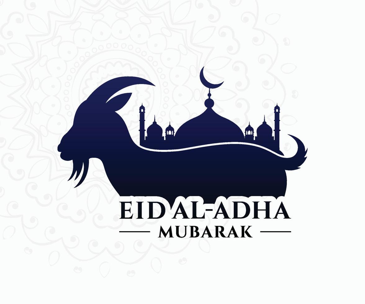 mezquita con plantilla de cabra eid al-adha. plantilla de deseos de eid al-adha. vector