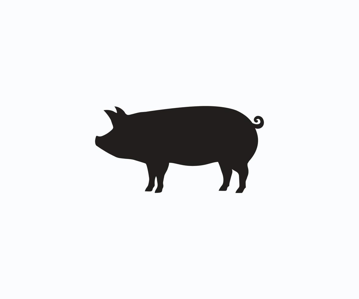 Silhouette Pig Vector Icon. Pig vector icon on white background.