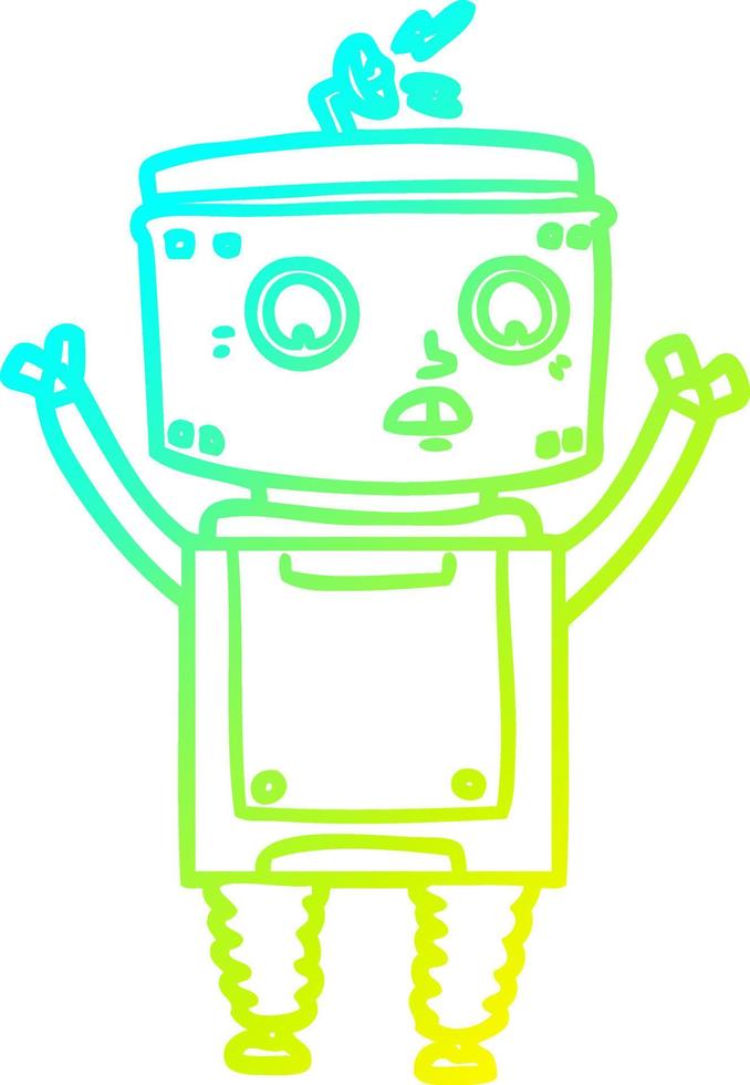 cold gradient line drawing cartoon robot vector